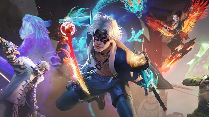 buatkan gambar Hero New Dawn Free Fire: Skill Time Warp OP!