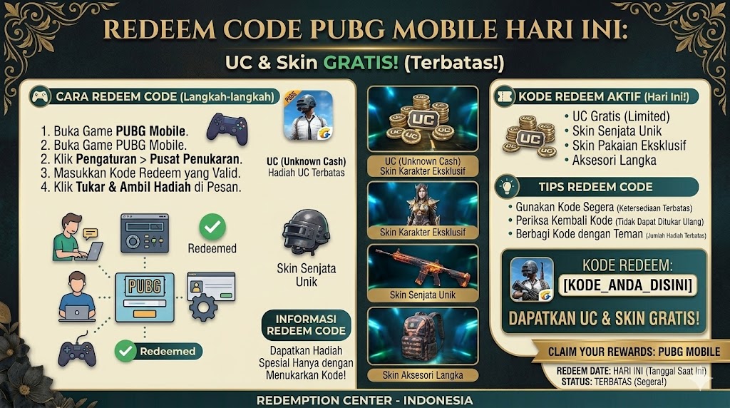 Redeem Code PUBG Mobile Hari Ini: UC & Skin Gratis!