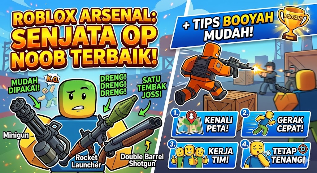 Roblox Arsenal: Senjata OP Noob Terbaik + Tips Booyah Mudah!